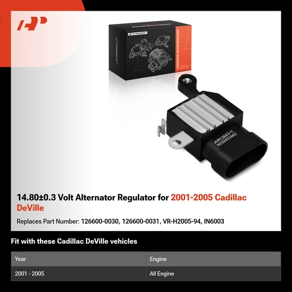 14.80±0.3 Volt Alternator Regulator for 2001-2005 Cadillac DeVille