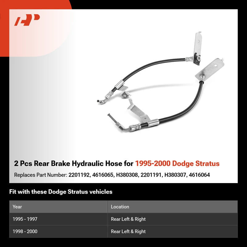 2 Pcs Rear Brake Hydraulic Hose for 1995-2000 Dodge Stratus