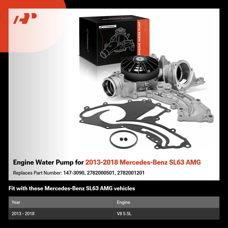 Engine Water Pump for 2013-2018 Mercedes-Benz SL63 AMG