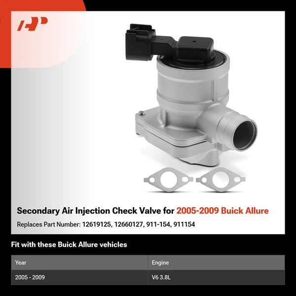 Secondary Air Injection Check Valve for 2005-2009 Buick Allure
