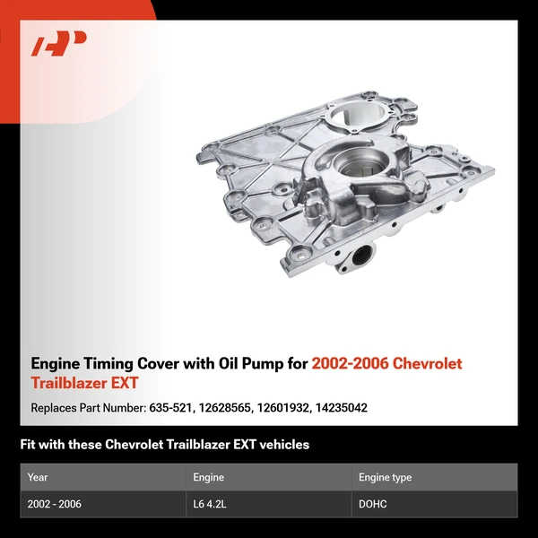 Engine Timing Cover with Oil Pump for 2002-2006 Chevrolet Trailblazer EXT