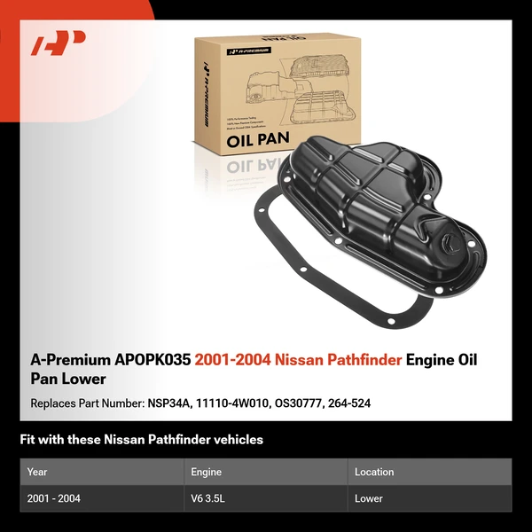 A-Premium APOPK035 2001-2004 Nissan Pathfinder Engine Oil Pan Lower