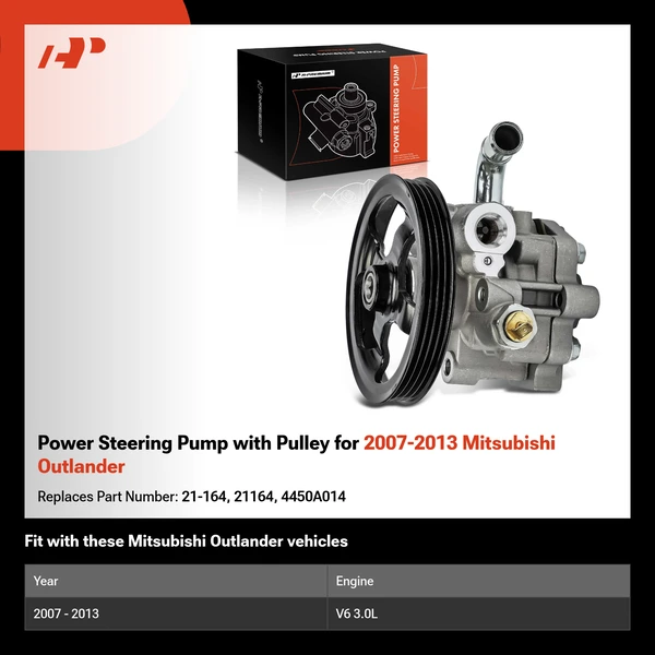 Power Steering Pump with Pulley for 2007-2013 Mitsubishi Outlander