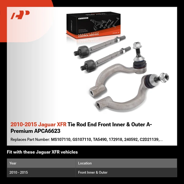 2010-2015 Jaguar XFR Tie Rod End Front Inner & Outer A-Premium APCA6623