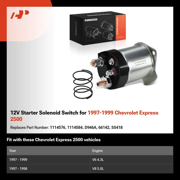 12V Starter Solenoid Switch for 1997-1999 Chevrolet Express 2500
