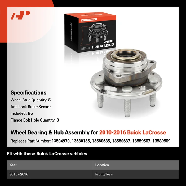 Wheel Bearing & Hub Assembly for 2010-2016 Buick LaCrosse