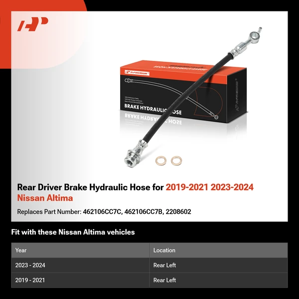 Rear Driver Brake Hydraulic Hose for 2019-2021 2023-2024 Nissan Altima