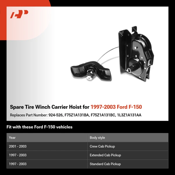 Spare Tire Winch Carrier Hoist for 1997-2003 Ford F-150
