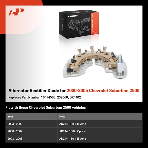 Alternator Rectifier Diode for 2000-2005 Chevrolet Suburban 2500