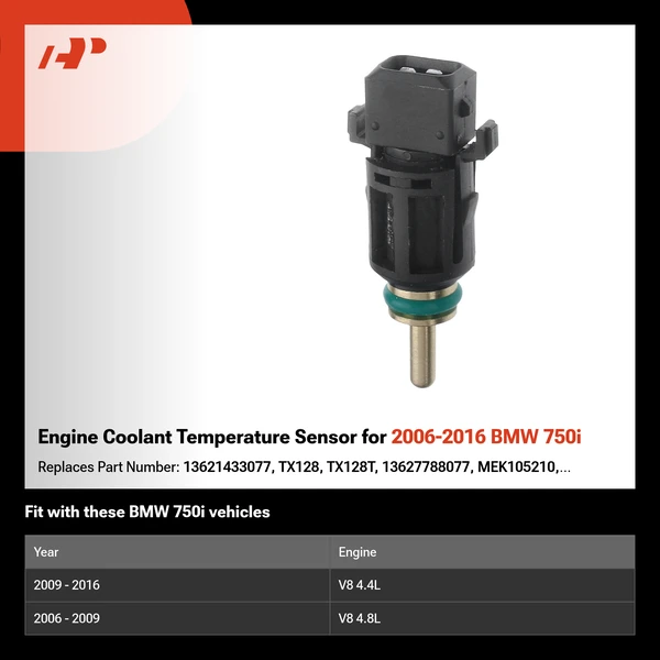 Engine Coolant Temperature Sensor for 2006-2016 BMW 750i