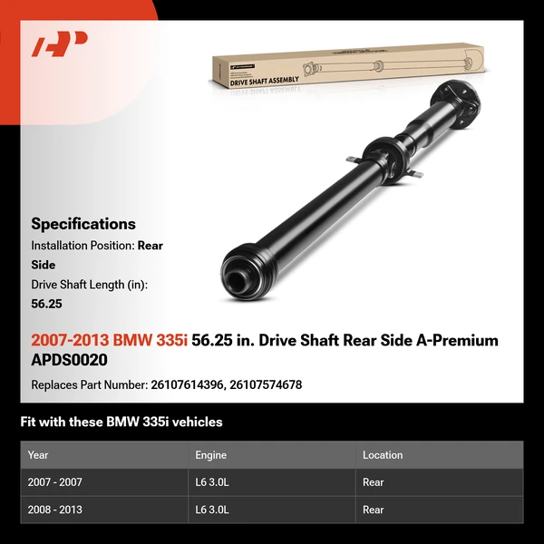 2007-2013 BMW 335i 56.25 in. Drive Shaft Rear Side A-Premium APDS0020