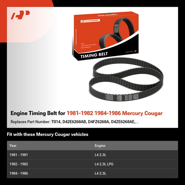 Engine Timing Belt for 1981-1982 1984-1986 Mercury Cougar