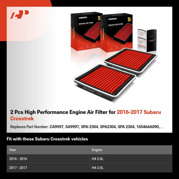 2 Pcs High Performance Engine Air Filter for 2016-2017 Subaru Crosstrek