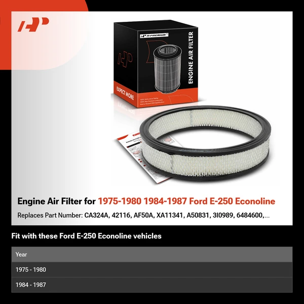 Engine Air Filter for 1975-1980 1984-1987 Ford E-250 Econoline