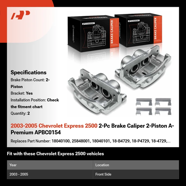 2003-2005 Chevrolet Express 2500 2-Pc Brake Caliper 2-Piston A-Premium APBC0154