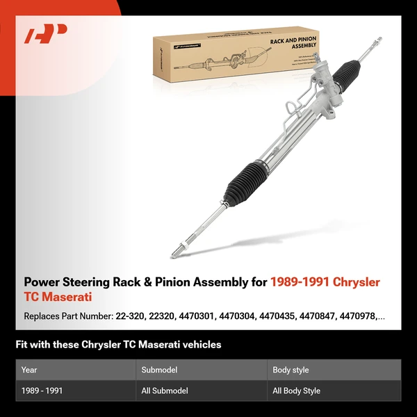 Power Steering Rack & Pinion Assembly for 1989-1991 Chrysler TC Maserati
