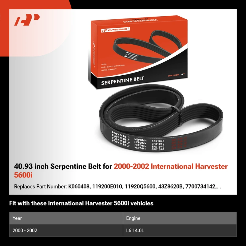 40.93 inch Serpentine Belt for 2000-2002 International Harvester 5600i