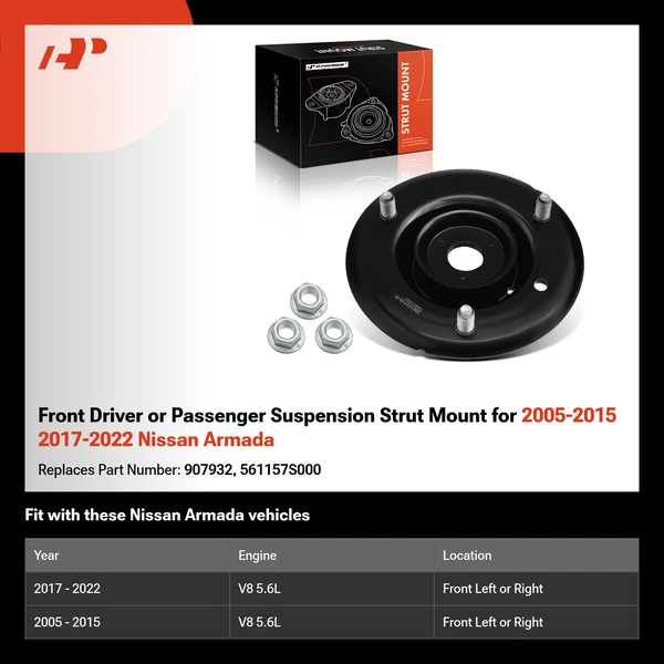 Front Driver or Passenger Suspension Strut Mount for 2005-2015 2017-2022 Nissan Armada