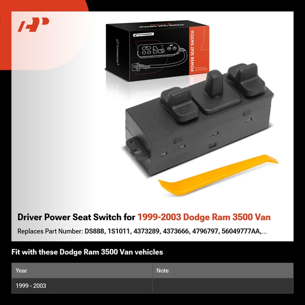 Driver Power Seat Switch for 1999-2003 Dodge Ram 3500 Van