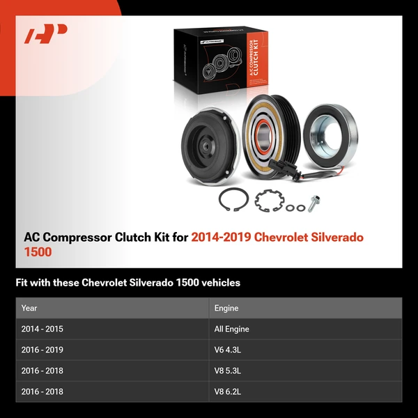AC Compressor Clutch Kit for 2014-2019 Chevrolet Silverado 1500