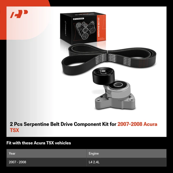 2 Pcs Serpentine Belt Drive Component Kit for 2007-2008 Acura TSX