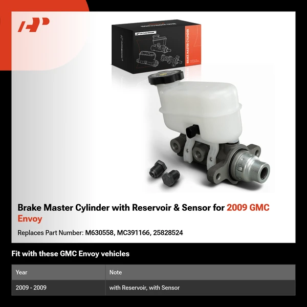 Brake Master Cylinder with Reservoir & Sensor for 2009 GMC Envoy
