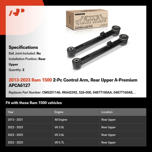 2013-2023 Ram 1500 2-Pc Control Arm, Rear Upper A-Premium APCA6127