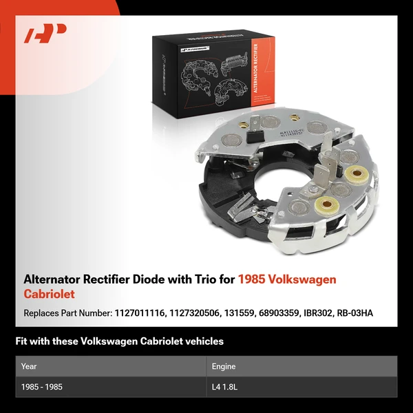 Alternator Rectifier Diode with Trio for 1985 Volkswagen Cabriolet