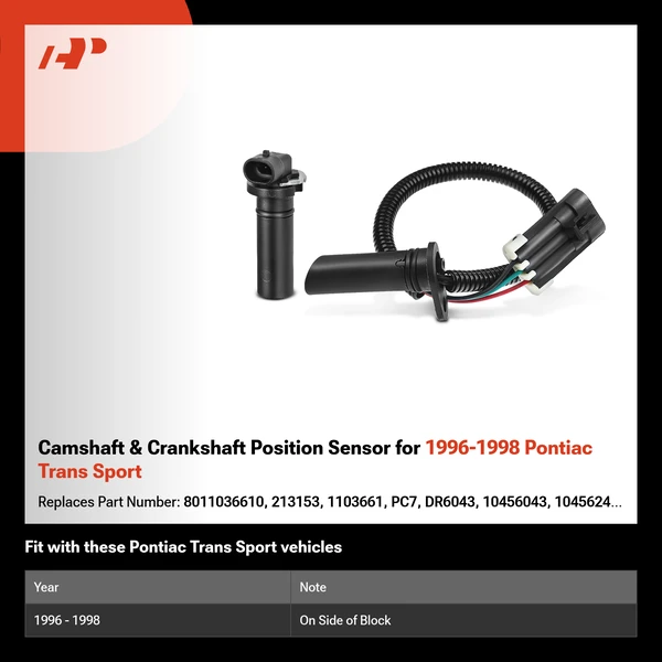 Camshaft & Crankshaft Position Sensor for 1996-1998 Pontiac Trans Sport