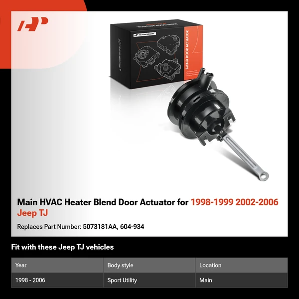 Main HVAC Heater Blend Door Actuator for 1998-1999 2002-2006 Jeep TJ