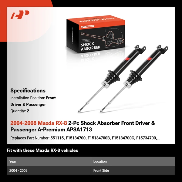 2004-2008 Mazda RX-8 2-Pc Shock Absorber Front Driver & Passenger A-Premium APSA1713