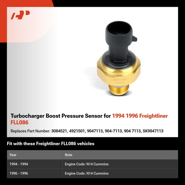 Turbocharger Boost Pressure Sensor for 1994 1996 Freightliner FLL086