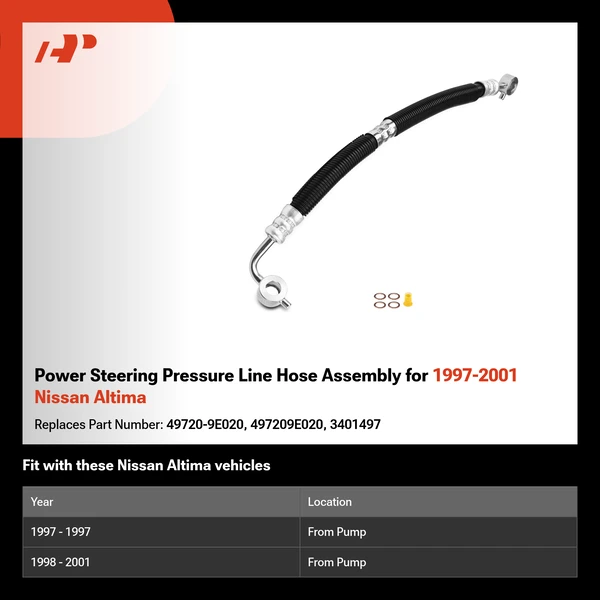 Power Steering Pressure Line Hose Assembly for 1997-2001 Nissan Altima