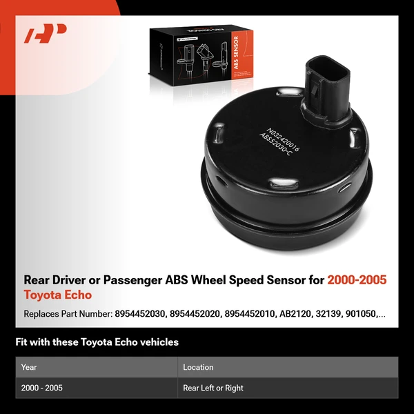 Rear Driver or Passenger ABS Wheel Speed Sensor for 2000-2005 Toyota Echo