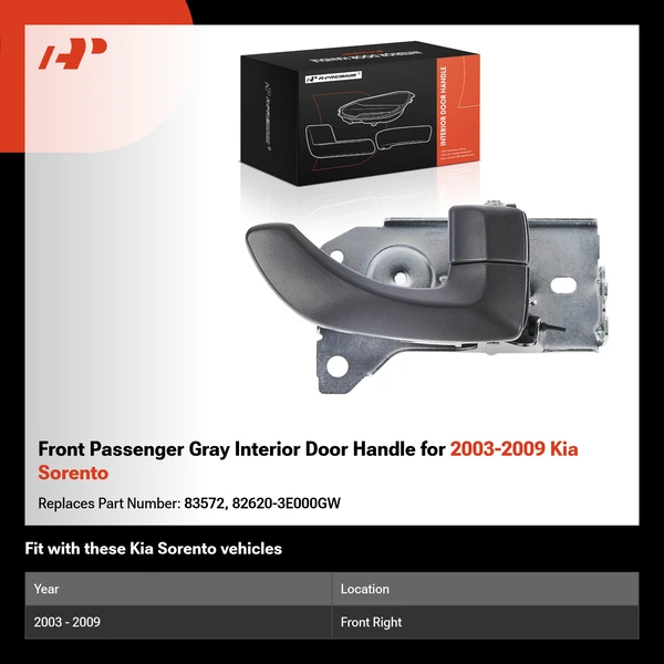 Front Passenger Gray Interior Door Handle for 2003-2009 Kia Sorento