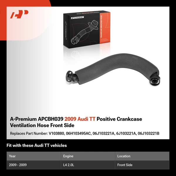 A-Premium APCBH039 2009 Audi TT Positive Crankcase Ventilation Hose Front Side