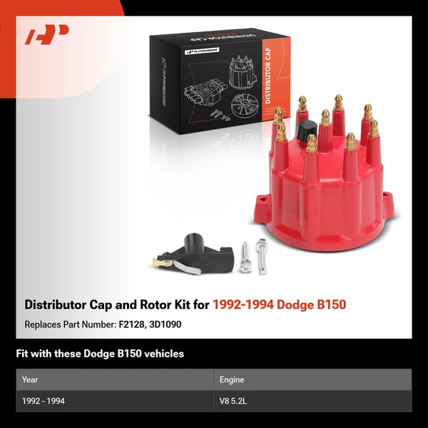 Distributor Cap and Rotor Kit for 1992-1994 Dodge B150