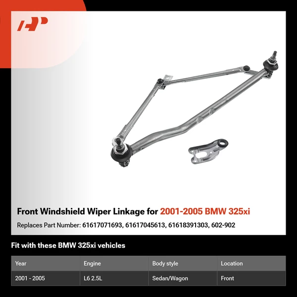 Front Windshield Wiper Linkage for 2001-2005 BMW 325xi