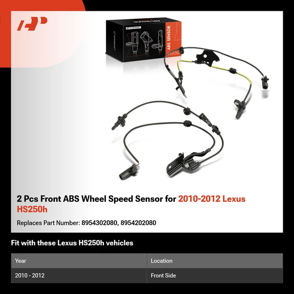 2 Pcs Front ABS Wheel Speed Sensor for 2010-2012 Lexus HS250h