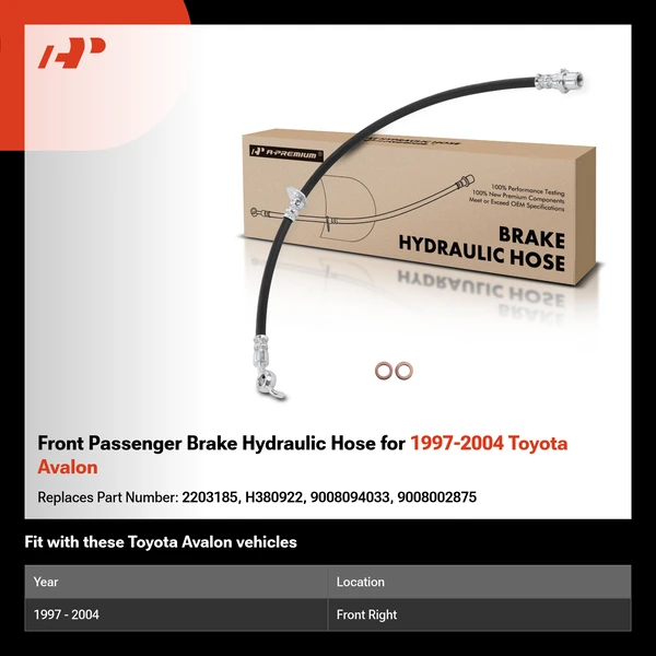 Front Passenger Brake Hydraulic Hose for 1997-2004 Toyota Avalon