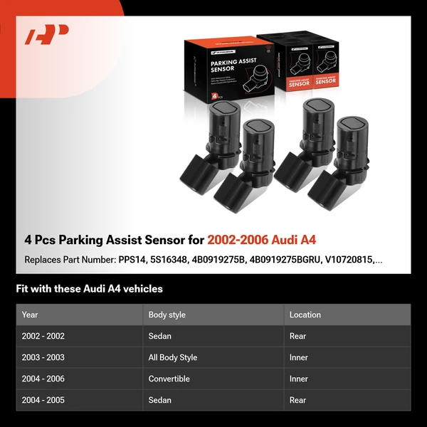 4 Pcs Parking Assist Sensor for 2002-2006 Audi A4