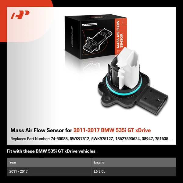 Mass Air Flow Sensor for 2011-2017 BMW 535i GT xDrive