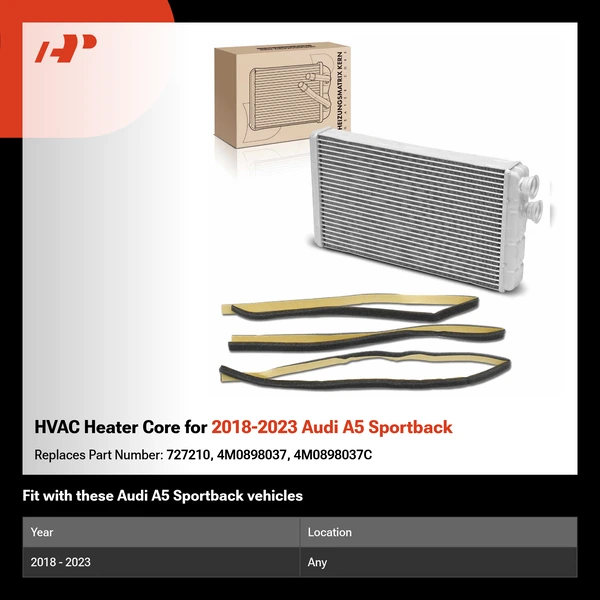 HVAC Heater Core for 2018-2023 Audi A5 Sportback
