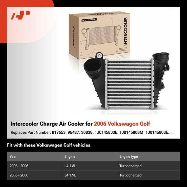 Intercooler Charge Air Cooler for 2006 Volkswagen Golf
