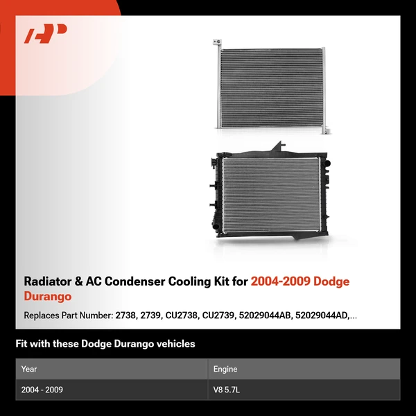 Radiator & AC Condenser Cooling Kit for 2004-2009 Dodge Durango