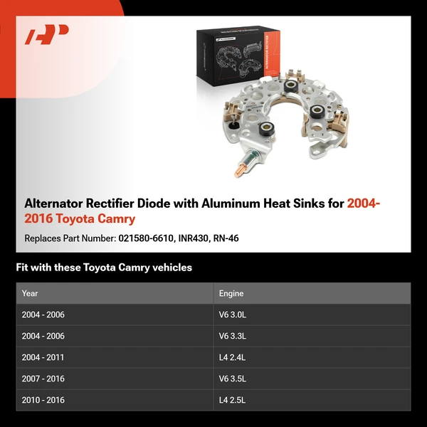 Alternator Rectifier Diode with Aluminum Heat Sinks for 2004-2016 Toyota Camry