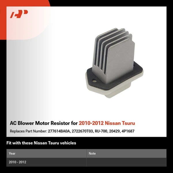 AC Blower Motor Resistor for 2010-2012 Nissan Tsuru