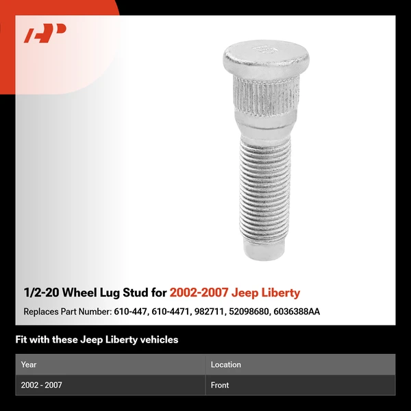1/2-20 Wheel Lug Stud for 2002-2007 Jeep Liberty