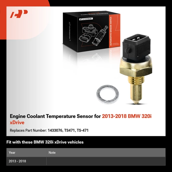Engine Coolant Temperature Sensor for 2013-2018 BMW 320i xDrive