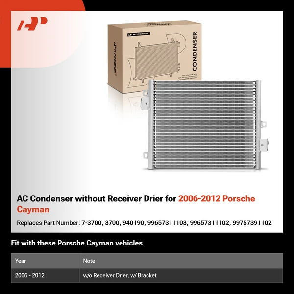 AC Condenser without Receiver Drier for 2006-2012 Porsche Cayman